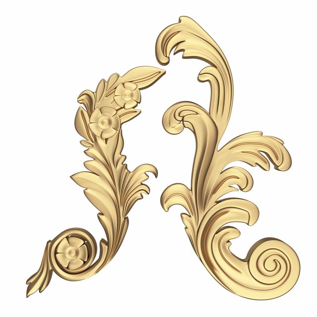 Corner Carved Plaster Molding Decoration 06 3D Model .c4d .max .obj .3ds .fbx .stl .blend 