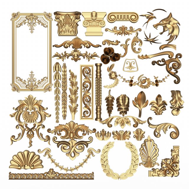 Collection of 40 Classic Carvings 01 3D Model .c4d .max .obj .3ds .fbx .stl .blend 