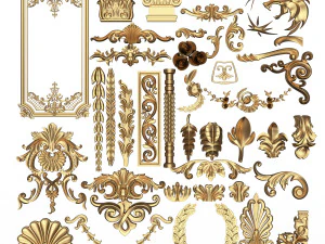 Коллекция из 40 классических резных фигурок 01 3D Модель