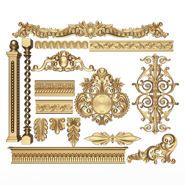 Collection of 16 Classic Carvings 02 3D Model .c4d .max .obj .3ds .fbx .stl .blend 