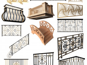 Railing Balcony and Footbridge Collection 3D Model