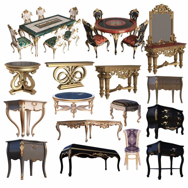 Classic Furniture Collection 3D Модель .c4d .max .obj .3ds .fbx .stl .blend 