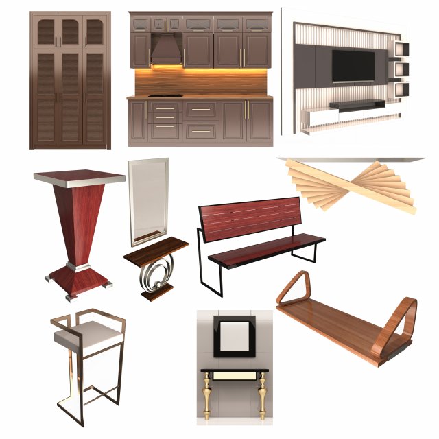 Furniture Collection Model 3D .c4d .max .obj .3ds .fbx .stl .blend 