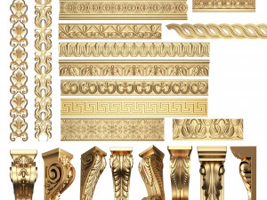 Коллекция из 33 классических резных фигурок 03 3D Модель