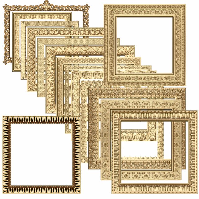 15 Classic Frame and Mirror Collection 02 3D Модель .c4d .max .obj .3ds .fbx .stl .blend 