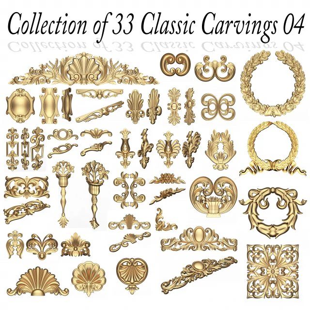 Collection of 33 Classic Carvings 04 3D Model .c4d .max .obj .3ds .fbx .stl .blend 