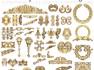 Коллекция из 33 классических резных фигурок 04 3D Модель