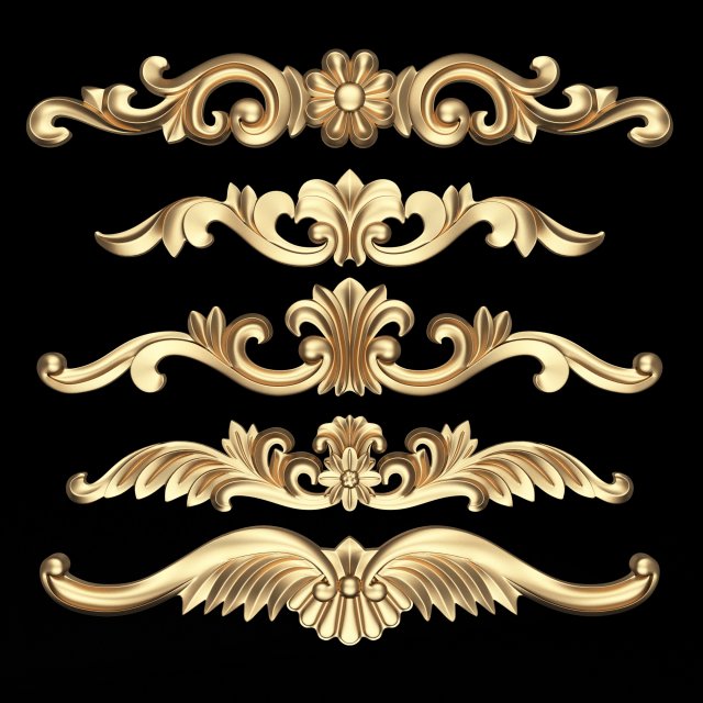 Carved Plaster Molding Decoration 025 3D Model .c4d .max .obj .3ds .fbx .stl .blend 