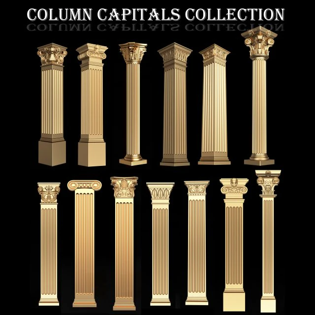 Column Capitals Collection 3D Model .c4d .max .obj .3ds .fbx .stl .blend 
