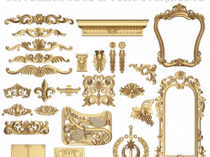 Коллекция из 25 классических резных фигурок 05 3D Модель