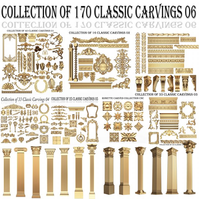 Collection of 170 Classic Carvings 06 Modèle 3D .c4d .max .obj .3ds .fbx .stl .blend 