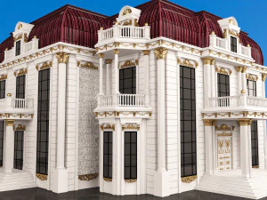 Klassische Herrenhausvilla 01 Wei&szlig; und Gold 3D Modell