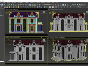 Classic Mansion Villa 01 White and Gold 3D Модель