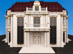 Classic Mansion Villa 01 White and Gold 3D Модель