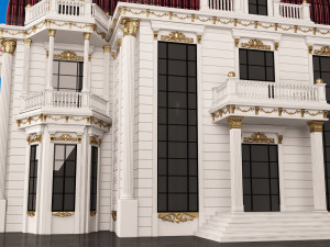 Classic Mansion Villa 01 White and Gold 3D Модель