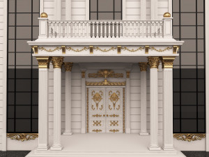 Classic Mansion Villa 01 White and Gold 3D Модель