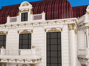 Classic Mansion Villa 01 White and Gold 3D Модель