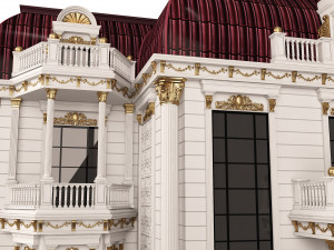 Classic Mansion Villa 01 White and Gold 3D Модель