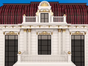 Classic Mansion Villa 01 White and Gold 3D Модель