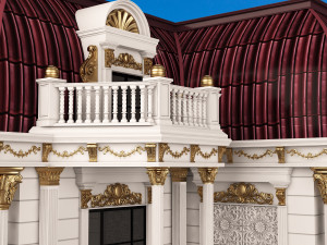 Classic Mansion Villa 01 White and Gold 3D Модель