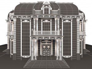 Classic Mansion Villa 01 White and Gold 3D Модель