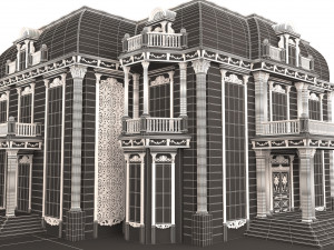 Classic Mansion Villa 01 White and Gold 3D Модель