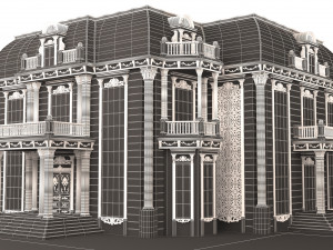 Classic Mansion Villa 01 White and Gold 3D Модель