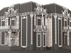 Classic Mansion Villa 01 White and Gold 3D Model