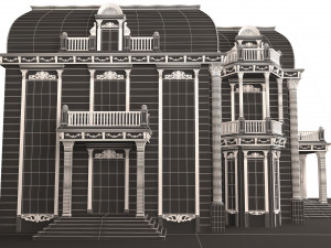 Classic Mansion Villa 01 White and Gold 3D Модель