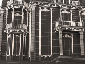 Classic Mansion Villa 01 White and Gold 3D Модель