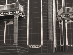 Classic Mansion Villa 01 White and Gold 3D Модель
