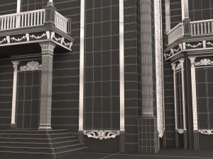 Classic Mansion Villa 01 White and Gold 3D Model