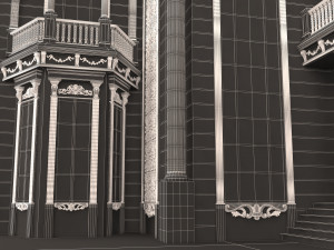 Classic Mansion Villa 01 White and Gold 3D Модель