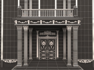 Classic Mansion Villa 01 White and Gold 3D Модель