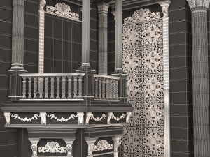 Classic Mansion Villa 01 White and Gold 3D Модель