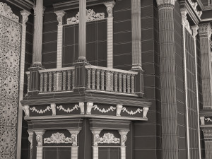 Classic Mansion Villa 01 White and Gold 3D Модель