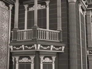 Classic Mansion Villa 01 White and Gold 3D Model