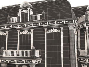 Classic Mansion Villa 01 White and Gold 3D Модель