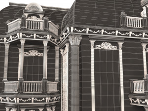 Classic Mansion Villa 01 White and Gold 3D Модель