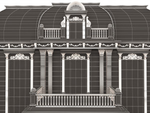 Classic Mansion Villa 01 White and Gold 3D Модель