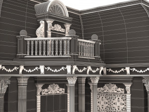 Classic Mansion Villa 01 White and Gold 3D Модель