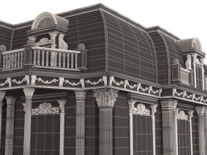 Classic Mansion Villa 01 White and Gold 3D Модель