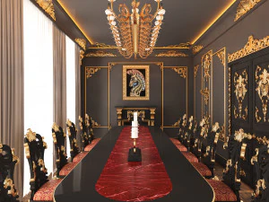 Classic Dinning Room 01 Black 3D Model