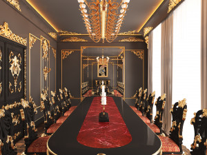Classic Dinning Room 01 Black 3D Model