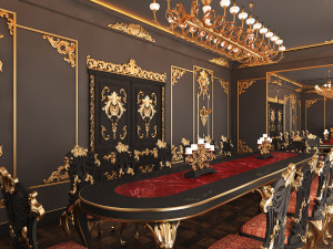 Classic Dinning Room 01 Black 3D Model