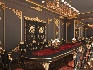 क्लासिक डाइनिंग रूम 01 ब्लैक 3D मॉडल