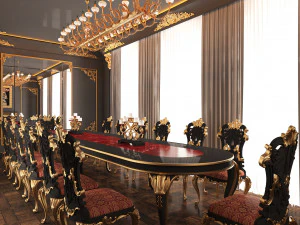 क्लासिक डाइनिंग रूम 01 ब्लैक 3D मॉडल