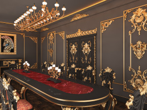 Classic Dinning Room 01 Black 3D Model