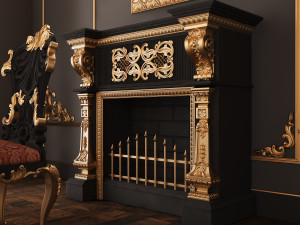 Classic Dinning Room 01 Black 3D Model