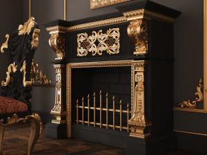 क्लासिक डाइनिंग रूम 01 ब्लैक 3D मॉडल